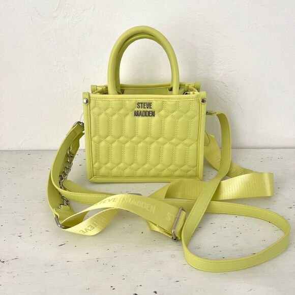 Steve Madden BNIKO Quilted Crossbody Bag/Purse-Lemon Green/Yellow-DT619225-NEW! - Picture 1 of 11